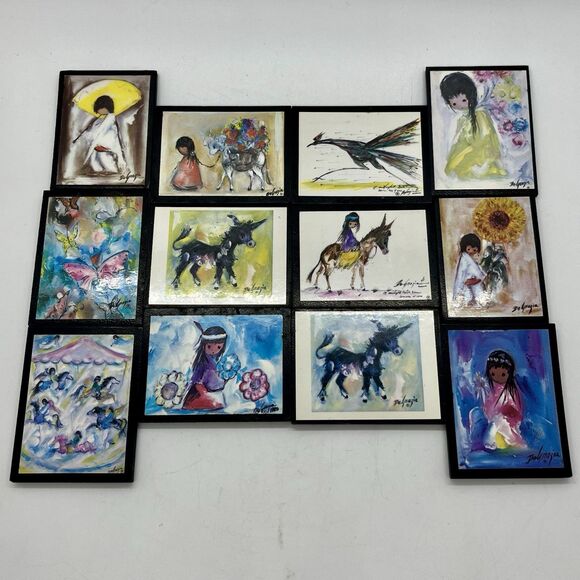 Vintage Lot Of 12 Ted De Grazia Southwest Folk Art Refrigerator Magnets - Picture 1 of 2